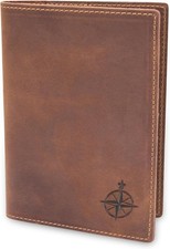 Leather Travel Wallet with Passport Holder - 5.5" X 4" - Genuine Leather Case wi