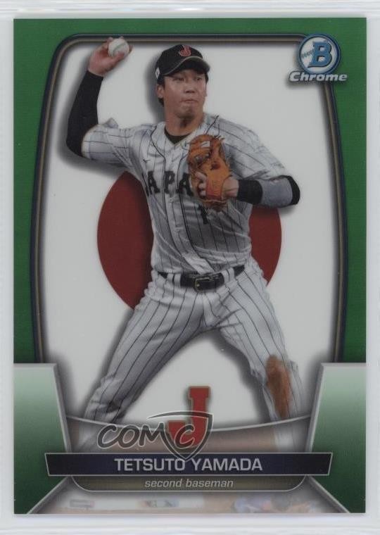 2023 Bowman Chrome WBC Flag Variations Green Refractor 6/99 Tetsuto Yamada 03j5