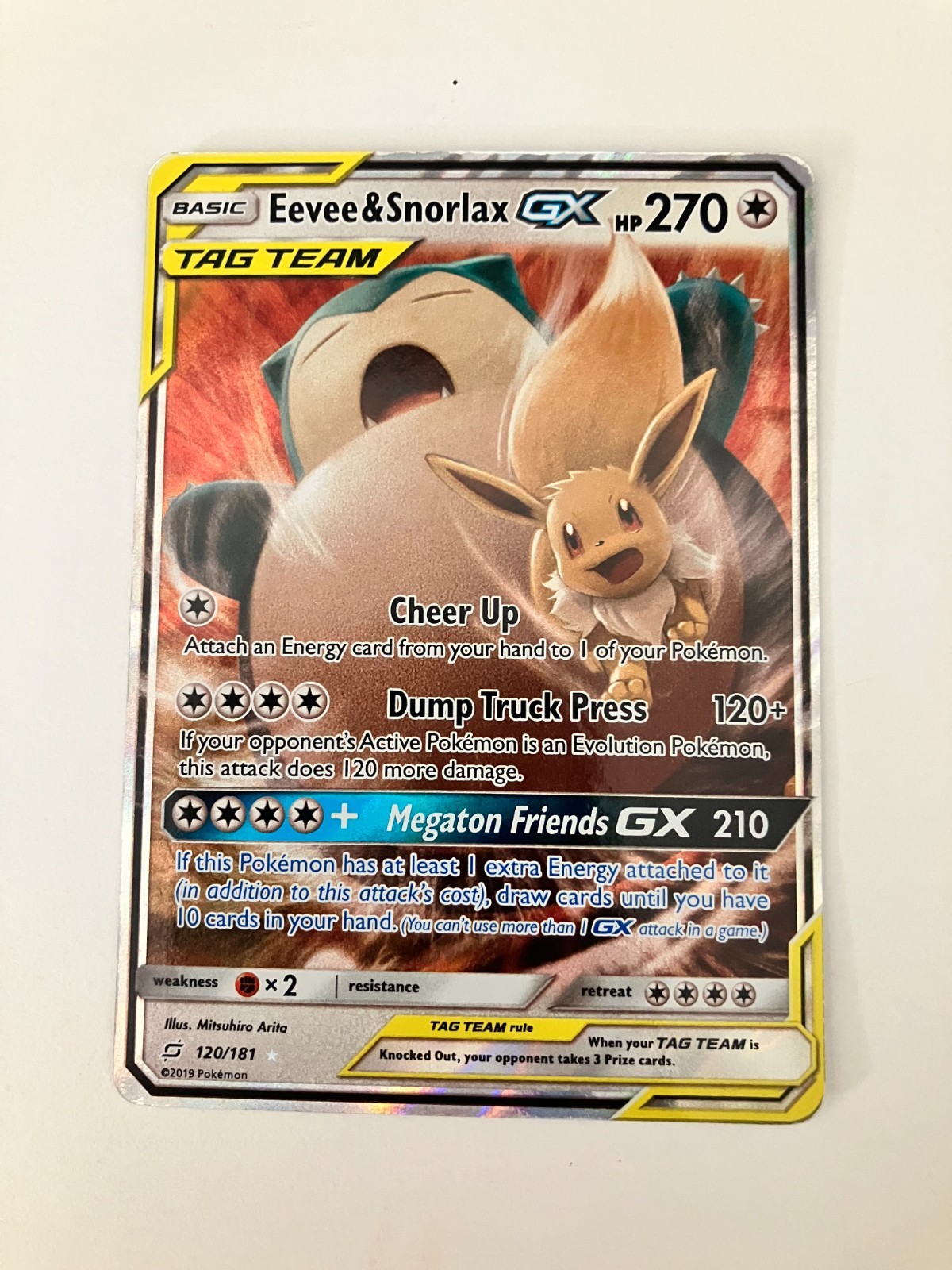 Eevee & Snorlax GX 120/181 Sm-Team Up Holo