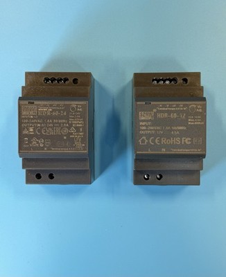 Lot Of 2 MEAN WELL & HDR-60-24 HDR-60-12 Step Shape DIN Rail Power Supply