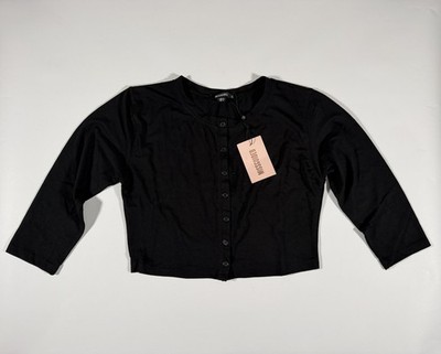 Missguided Button Front Long Sleeve Crop Top