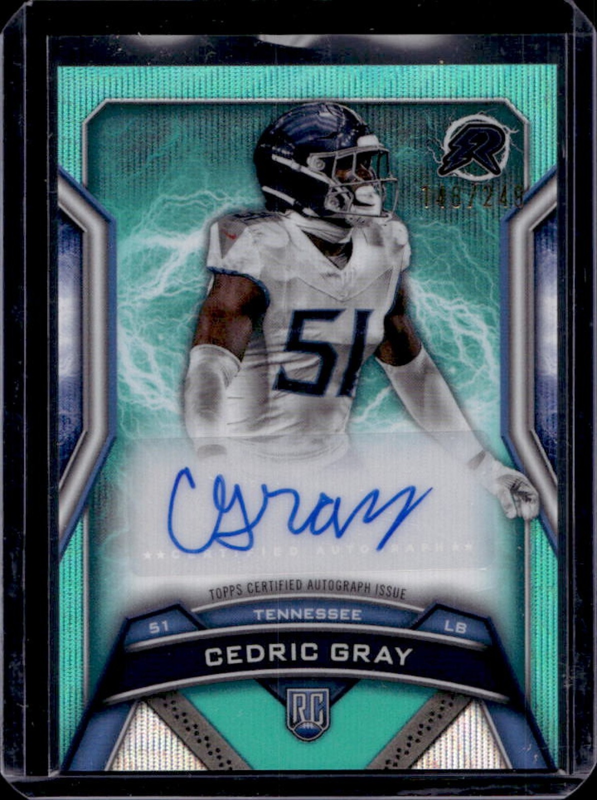 Cedric Gray Topps Resurgence Resurgence Rookie Signatures #RRSCG Aqua Surge