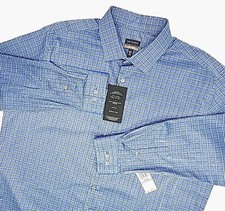Van Heusen Dress Shirt Blue Check Men Sz 18-18.5 34/35 Stretch Wrinkle Free NEW