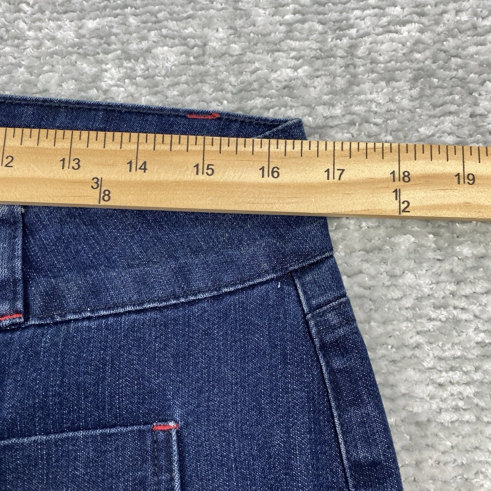 Jeans feminino Olsenboye flare influência eclética lavagem escura tamanho 11 - Imagem 4 de 4