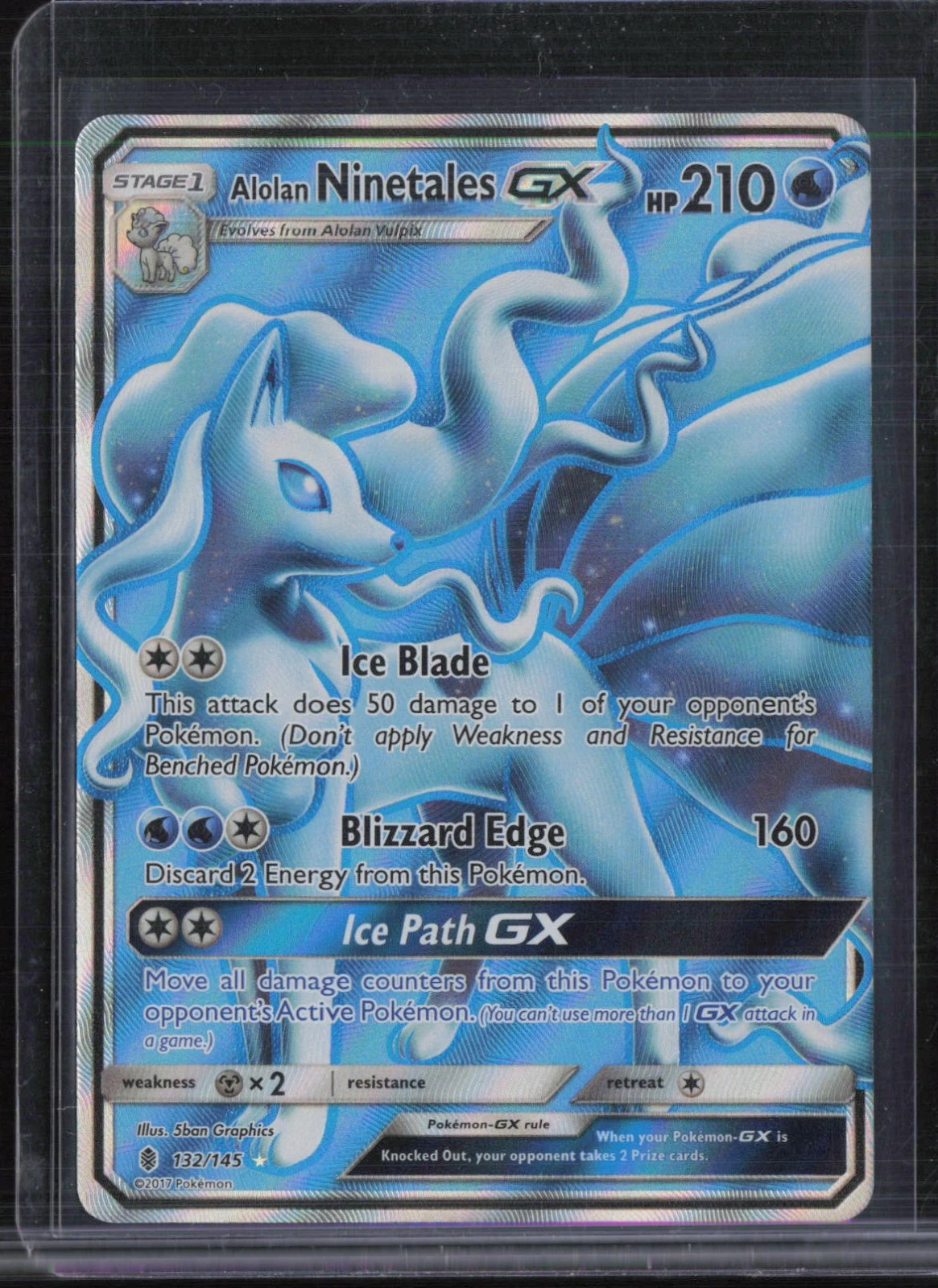 2017 Pokemon Sun & Moon Guardians Rising Full Art #132 Alolan Ninetales GX