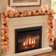 Fall Decorations for Home 9FT Fall Garlands with Lights Large Fall Maple