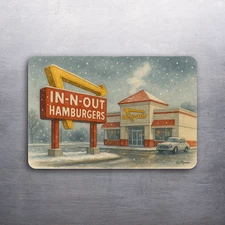 3x 2 Vintage Style In N Out Burger Art Snow Fridge Refrigerator Magnet (D.Romeo)