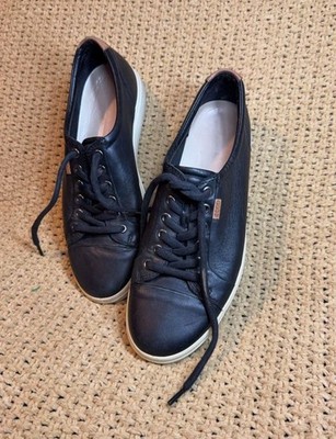 ECCO Soft 7 Black Leather Lace-Up Sneakers EUR 42