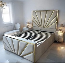 Ark Future Rise Designer Bed with Tall Headboard – Upholstered Fabric Bed Frame