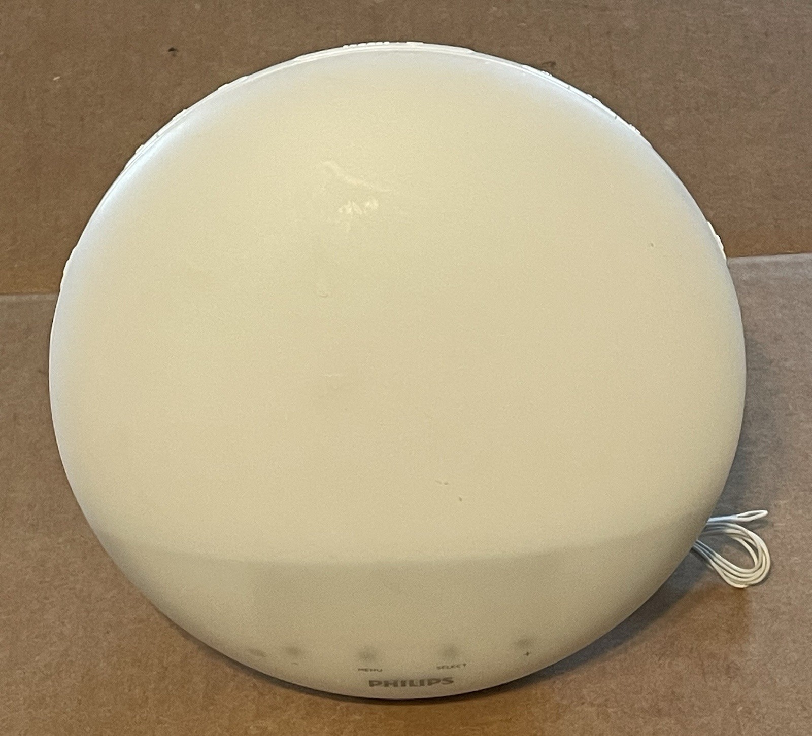 PHILIPS ROUND HF3510 SUNRISE ALARM CLOCK RADIO "NO POWER ADAPTER" WORKS
