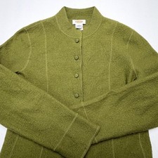 Talbots Green 100 Wool Cardigan Jacket Small Quiet Luxury Old Money Vintage