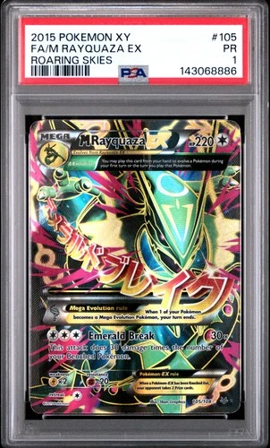 2015 POKEMON XY ROARING SKIES #105 FULL ART/M RAYQUAZA EX PSA 1
