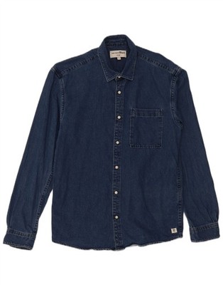 Tom Tailor Mens Fitted Denim Shirt Large Navy Blue Cotton CM29