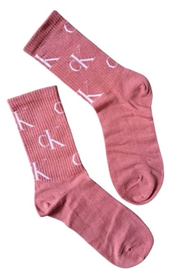 CALVIN KLEIN CK | Womens Pink White Combed Cotton Socks | Size UK 4-7 EU 37-41
