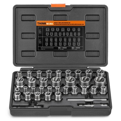 Nut Bolt Screw Extractor Set   Stripped/Rounded Removal Tool Kit with Case 