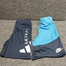 Nike Adidas Boys Track Shorts Sz 5/6 Blue Stretch Breathable Athletic Logo Comfy