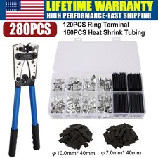 280pcs Silver Lugs Ring Terminals Bare Battery Welding Crimp Wire Connectors Kit