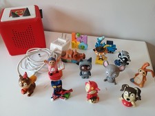 Red Toniebox with Charging Cable and 13 Tonies -- Excellent Condition