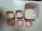 Vtg 50’s PYREX OVENWARE 6 Pc 410 Red Square Hostess Salad Bowl Set 525B-025 Read