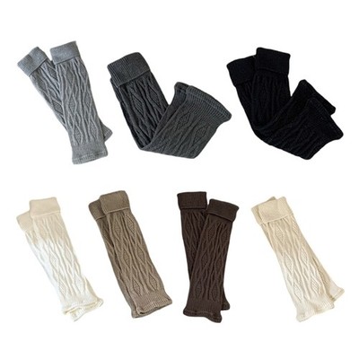 Cable Knit Turn Cuff leg Warmers for Women Solid Color Boot Covers Calf Socks