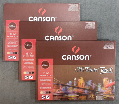 Canson Mi Teintes Touch Pastel Paper, 24x32cm, 3 Pads, 12 Sheets/Pad, 4 Colors