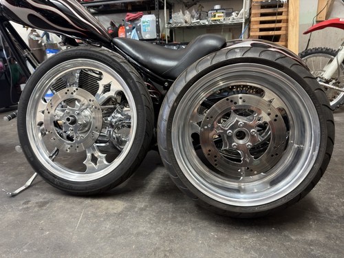 Custom Mag Wheels 18 and 21 Chopper Front and Rear Wheel Set With Tires ...