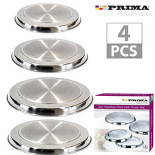 4PC STAINLESS STEEL HOB COVERS METAL GAS COOKER ELECTIC STOVE RING PROTECTOR LID
