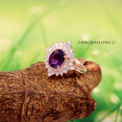 Natural Amethyst Ring, Prong Ring, Stacker Ring, 925 Sterling Silver, Gift Her