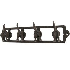 Metal Wall Mount 4 Dog Tail Hooks Pet Leash/Collar Holder Hat Hook/Key Ring Rack