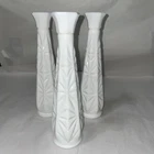 Set Of 3 Vintage Starburst Pattern Milk Glass Flower Bud Vases  9in