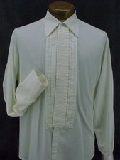 VINTAGE RUFFLED TUXEDO SHIRT IVORY 14.5/34 RETRO