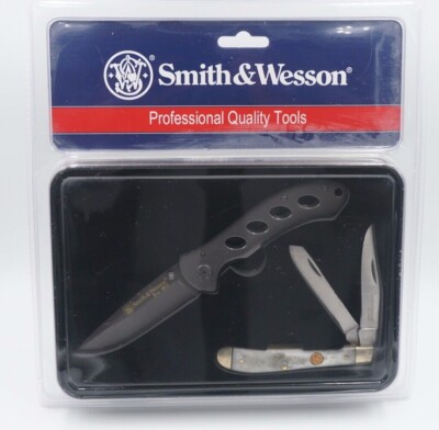 Smith & Wesson SWPROM-15-1CP Oasis/Trapper Folding Knife Combo Set Titanium