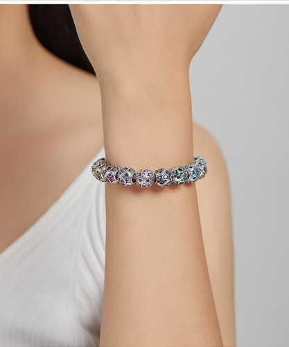 Voroco Moda Plata 925 Cuentas de Esterlina Piedra de Nacimiento Pulsera Dije Hágalo usted mismo - Imagen 10 de 24
