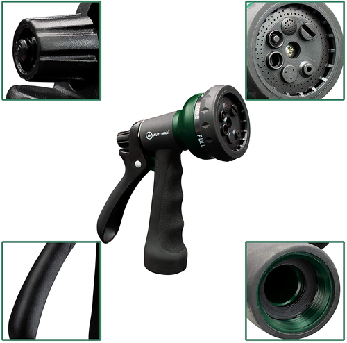 -Garden-Hose-Nozzle, ABS Water Spray Nozzle with 7 Adjustable Watering Patterns, - Picture 3 of 12