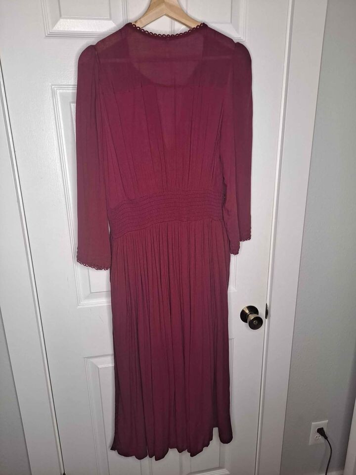 knee length dresses for ladies Red Artsy Flora Cut-Out Organic Cotton Maxi Dress