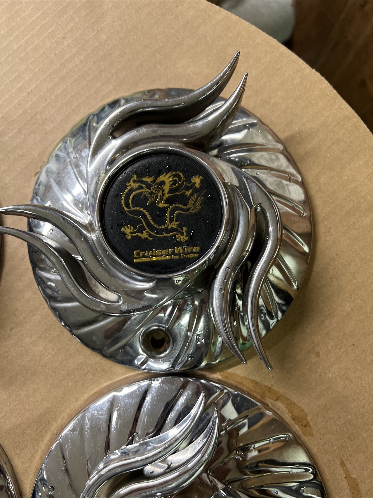 Set Of Four (4) Vintage Wire Wheel Center Caps For Crusier Wire Wheels