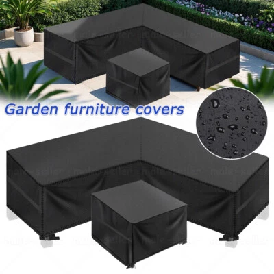 Waterproof L Shaped Garden Furniture Cover Heavy Duty Rattan Corner Outdoor Sofa