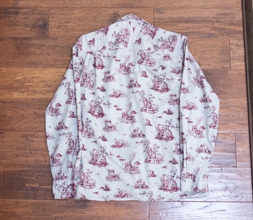Gitman Vintage Red/Ecru Novelty Print Camp Shirt Long Sleeve Size Medium / 15 - Picture 5 of 6