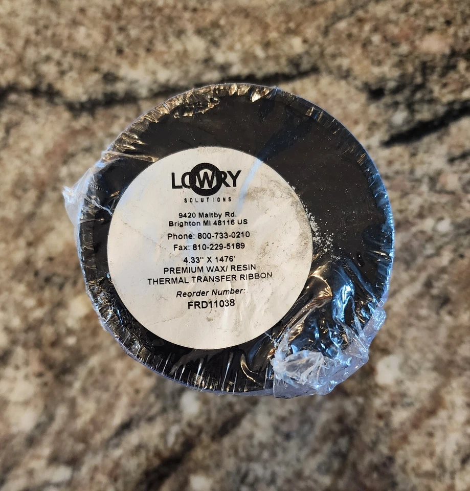 Lowry Solutions 4.33" x 1476' Premium Wax-Resin Thermal Transfer Ribbon FDR11038 - Image 2 of 3