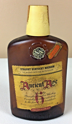 Vintage 1960's Ancient Age Kentucky Bourbon Empty Brown Flask