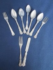  Victorian Doll Silverware True Antique Spoons, Forks, Knife 9 pc Soft Metal