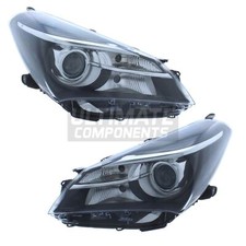 Headlights Fits Toyota Yaris 2014-2017 Projector Headlamps No DRL Black 1 Pair