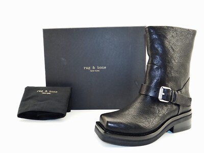 Rag Bone JAX MOTO BOOT Stiefel Biker Cowboy Motorrad Boots Damen Schwarz 39 US9