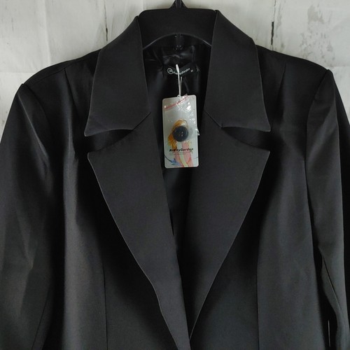 Pretty Garden Size M Black 1 Button Lined Long Suit Blazer With Pockets NWT - Picture 2 of 14