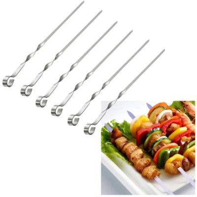 6-24 Stück Stahl BBQ Barbecue Kebab Lebensmittel Fleisch Grill Sticks Spieße Kochen 36 &60CM