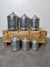 6 barattoli alluminio nidificazione cucina francese antica vintage retrò decorazione artistica