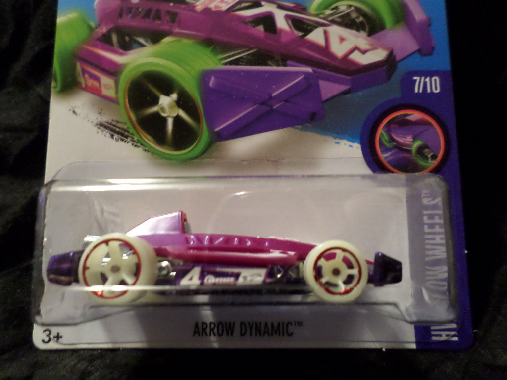 HW HOT WHEELS 2016 HW GLOW WHEELS #7/10 ARROW DYNAMIC HOTWHEELS PURPLE VHTF