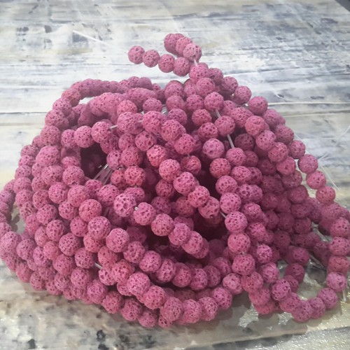 Natural Lava 6mm Round Medium Violet Red 63pce Strand. Free postage. Oz Seller - Imagen 3 de 3