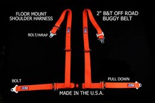 Rjs Racing 2 Buggy Off Road Seat Belt 4 Pt Bt Floor Harness Orange Sand Rail