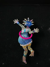 Unique Vintage Handmade Liztech Brooch/Pin Jewelry “Wild Woman” Design Signed